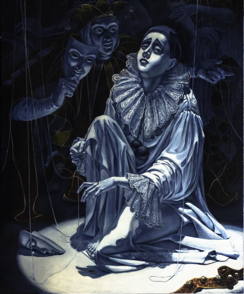 Sad Pierrot Puppet by Ekaterina Andersson — canvas wall art