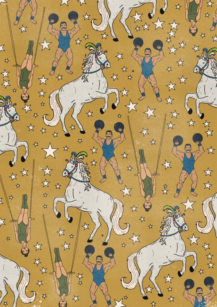 Golden Circus Stars by Nicholas — canvas wall art