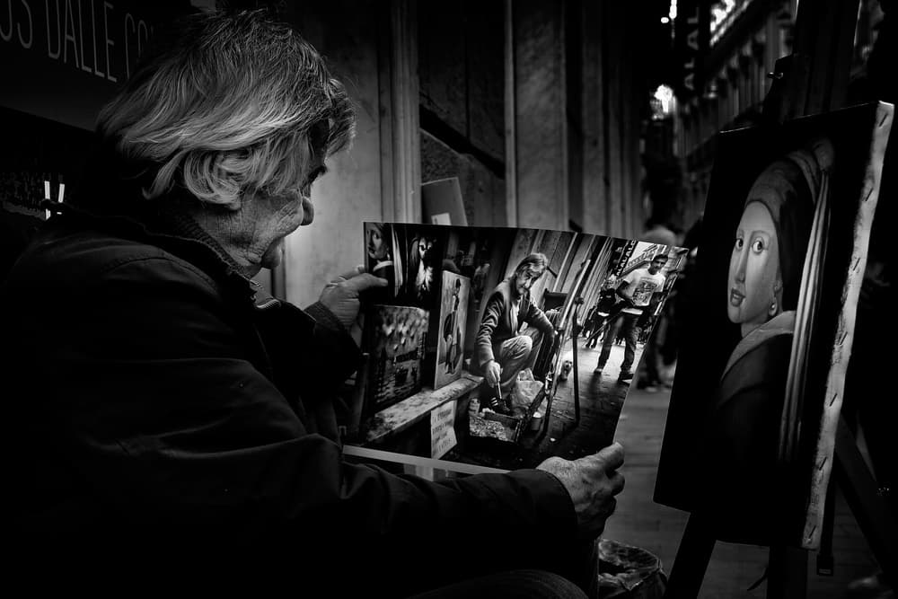 Street Artist's Gaze by Antonio Grambone — canvas wall art