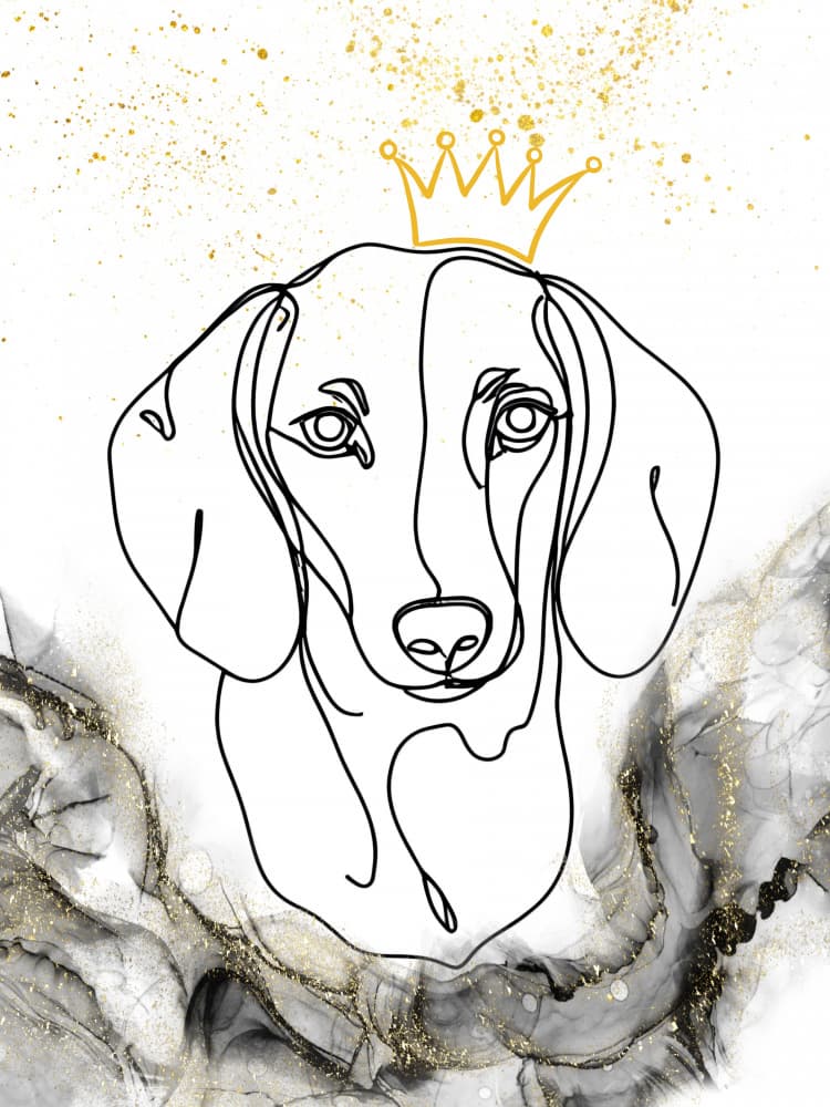 Regal Dachshund Crown by Ohkimiko — canvas wall art