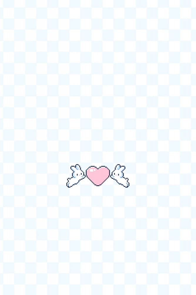 Cute Pixel Heart Bunnies by Xuan Thai — canvas wall art