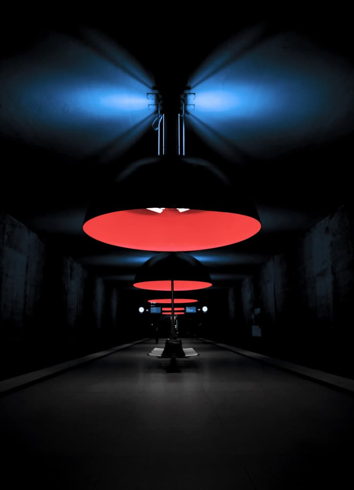 Red and Blue Metro Lights by Jorge Pimenta — canvas wall art