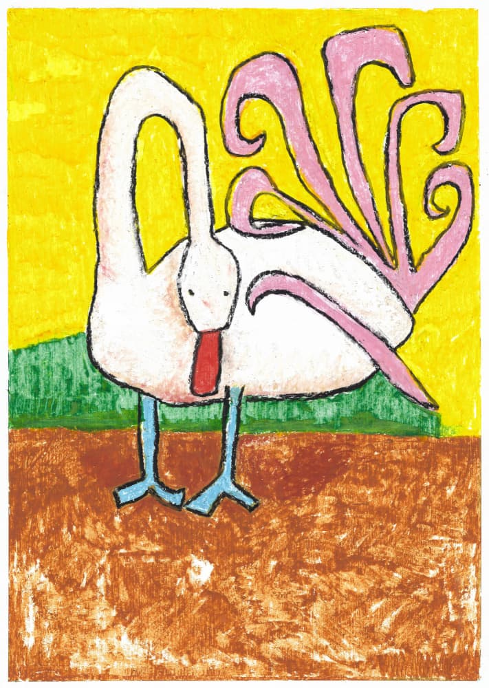 Whimsical Pink Bird by Annick — canvas wall art