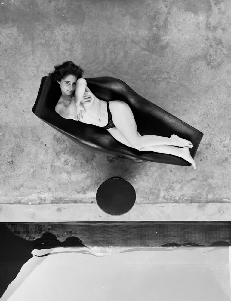 Elegant Nude Poolside by Davide Barzaghi — canvas wall art