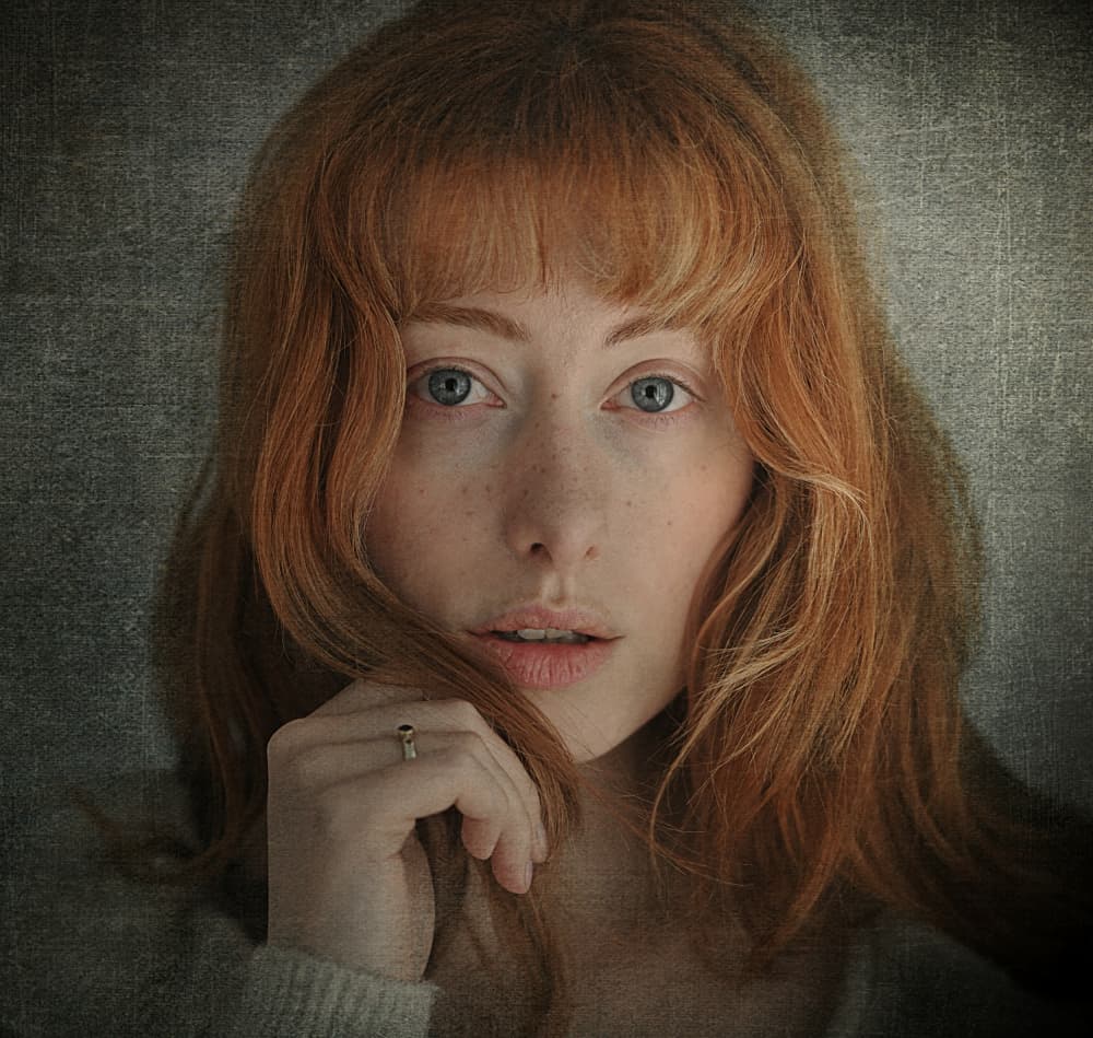 Redhead Woman's Gaze by kenp — canvas wall art