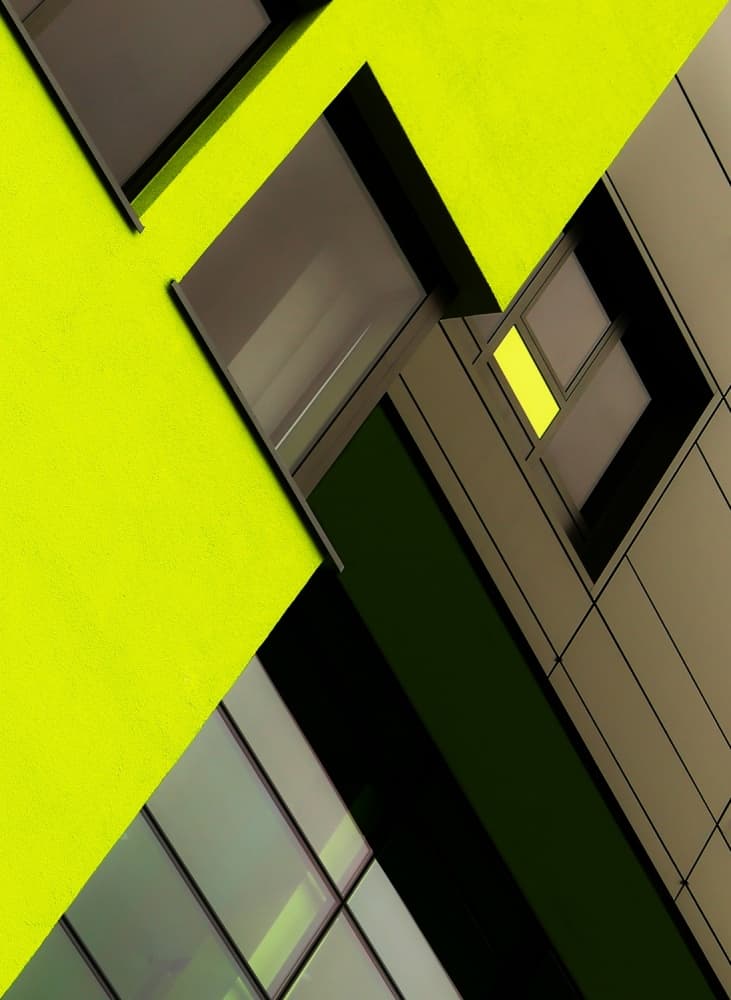 Geometric Yellow Facade by Anna Niemiec — canvas wall art