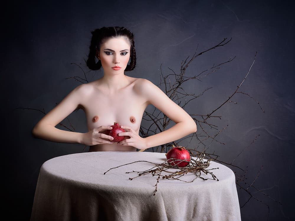 Dark Pomegranate Woman by Alexandra Fira — canvas wall art