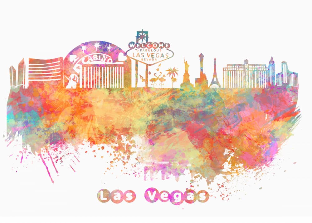 Colorful Las Vegas Skyline by Justyna Jaszke — canvas wall art