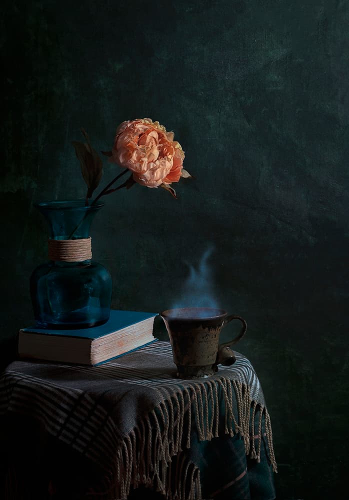 Peony and Steaming Cup by Lydia Jacobs — canvas wall art