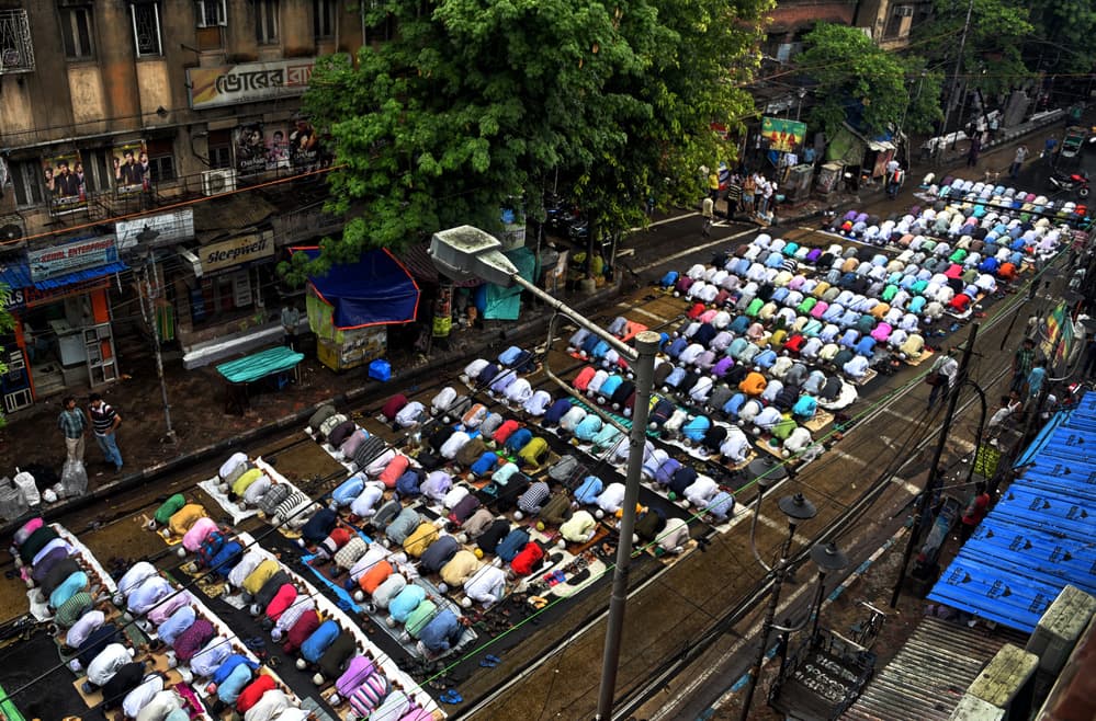 Street Prayer Gathering by Avishek Das — canvas wall art