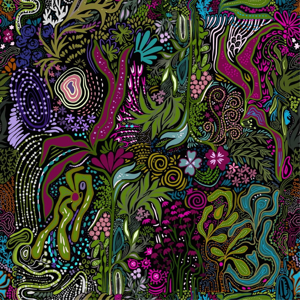 Vibrant Jungle Flora by Josie George — canvas wall art