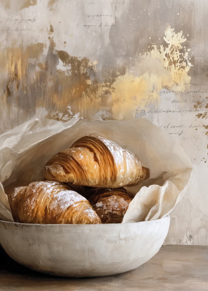 Fresh Golden Croissants by Justyna Jaszke — canvas wall art