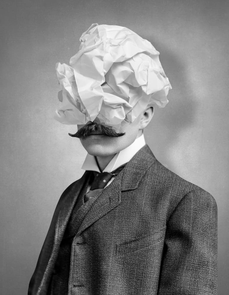 Gentleman With Paper Face by Marja van den Hurk — canvas wall art