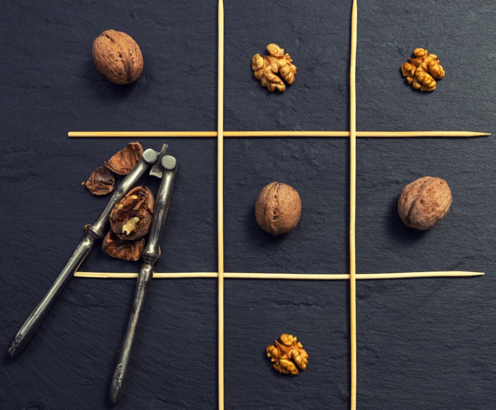 Walnut Tic Tac Toe by Mihai Bogdan R — canvas wall art