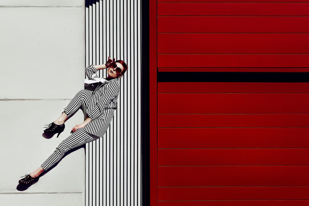 Red Wall Striped Fashion by Ruslan Bolgov — canvas wall art