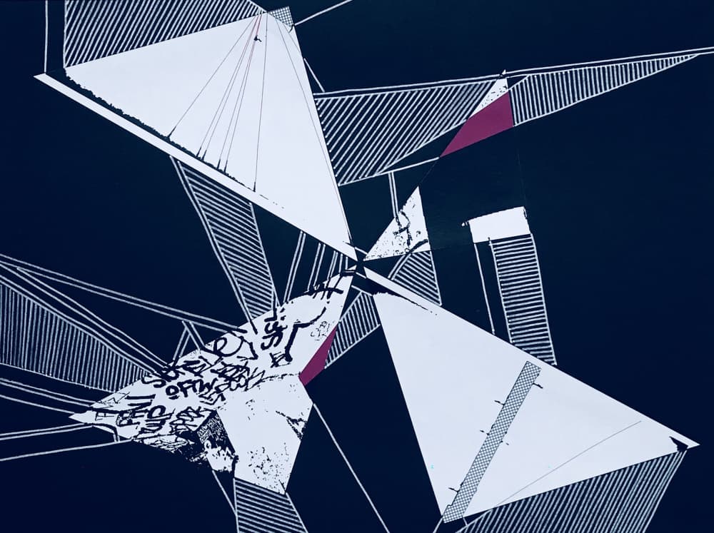 Abstract Geometric Blue Lines by kellymariesmith — canvas wall art