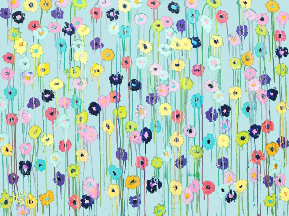 Colorful Dripping Flowers by Helen Joynson — canvas wall art