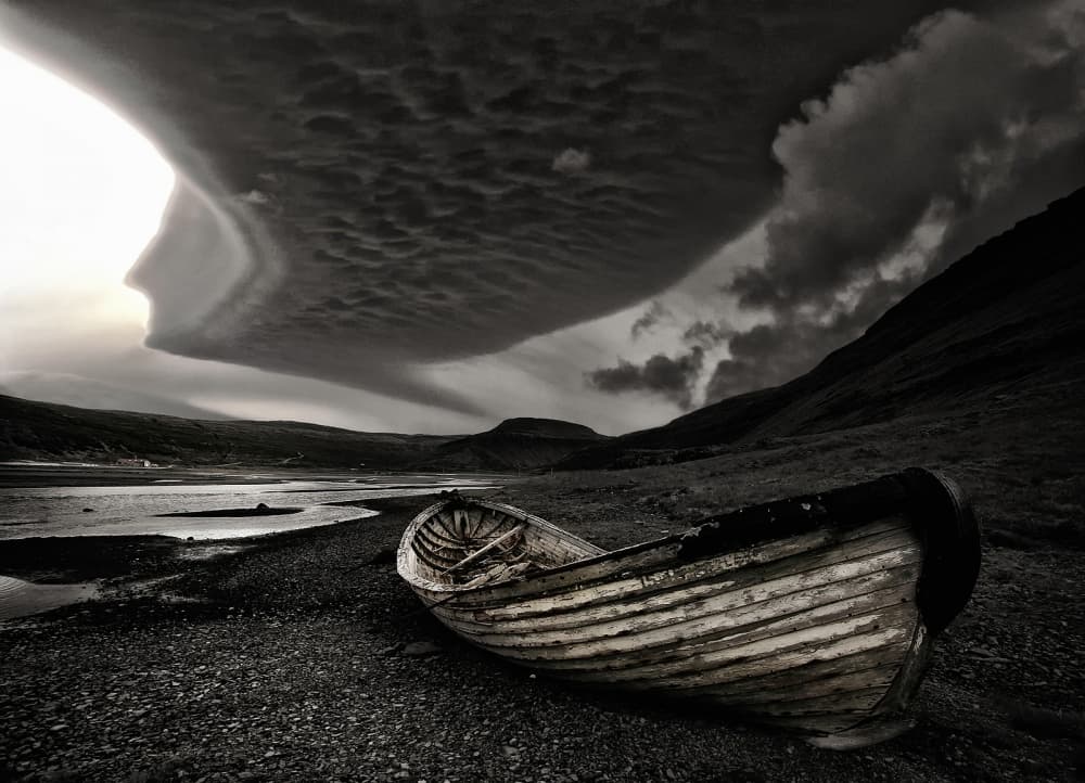 Surreal Cloud Face Boat by Þorsteinn H. Ingibergsson — canvas wall art