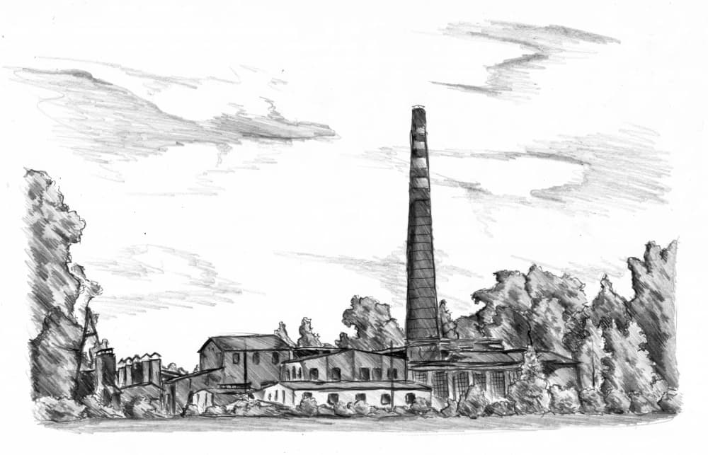 Vintage Factory Sketch by Kulik — canvas wall art