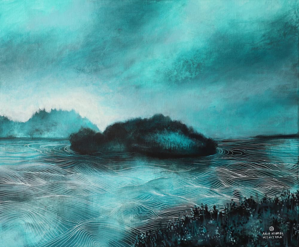 Tranquil Teal Island Waters by Ania Witwitzka — canvas wall art