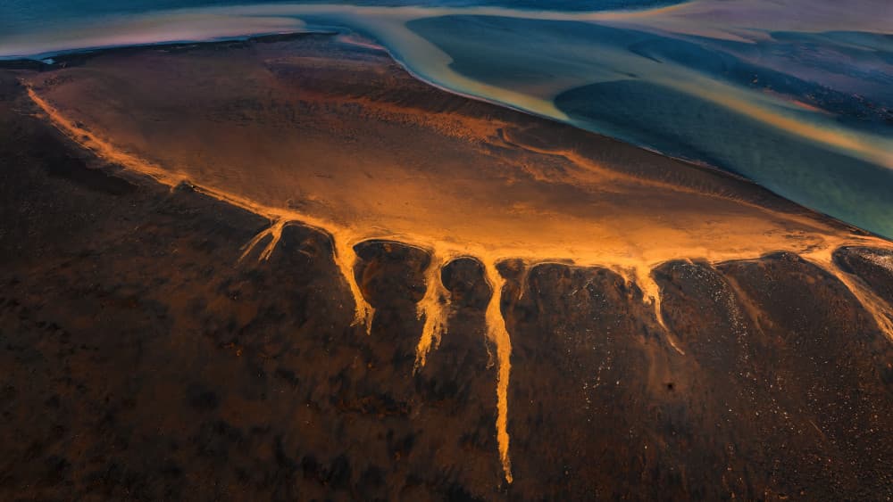 Golden River Delta by John Fan — canvas wall art