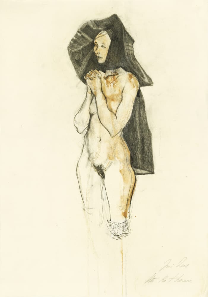 Nude Nun In Prayer by Ute Rathmann — canvas wall art