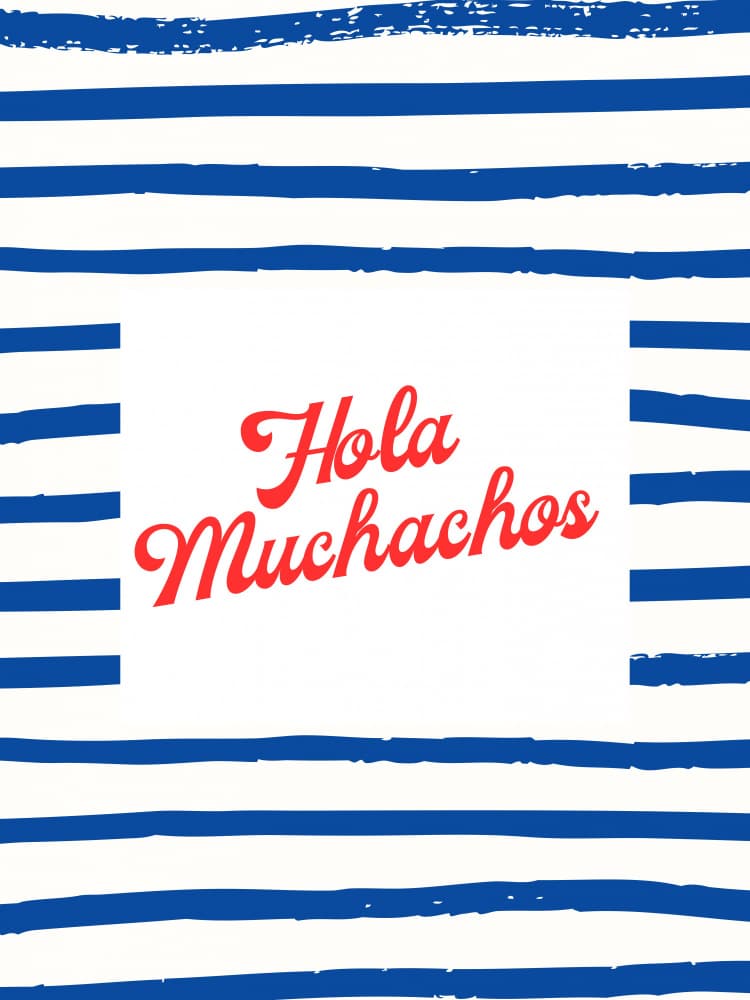 Hola Muchachos Blue Stripes by Ohkimiko — canvas wall art