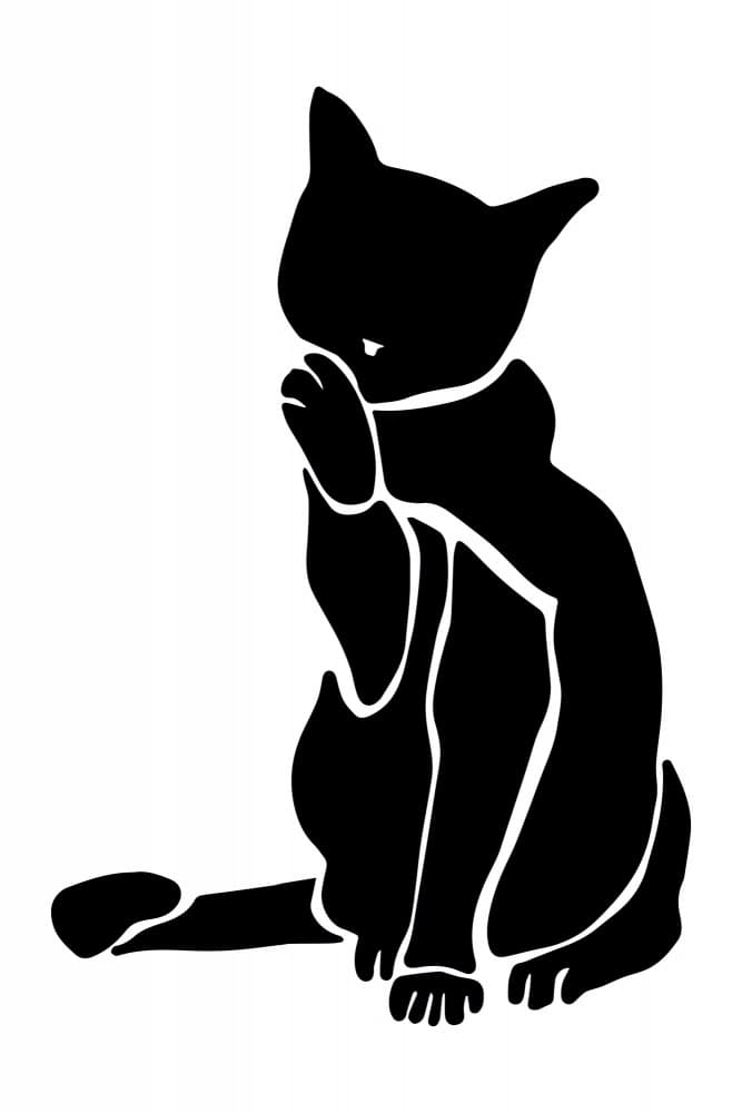 Elegant Cat Grooming by EC Mazur — canvas wall art