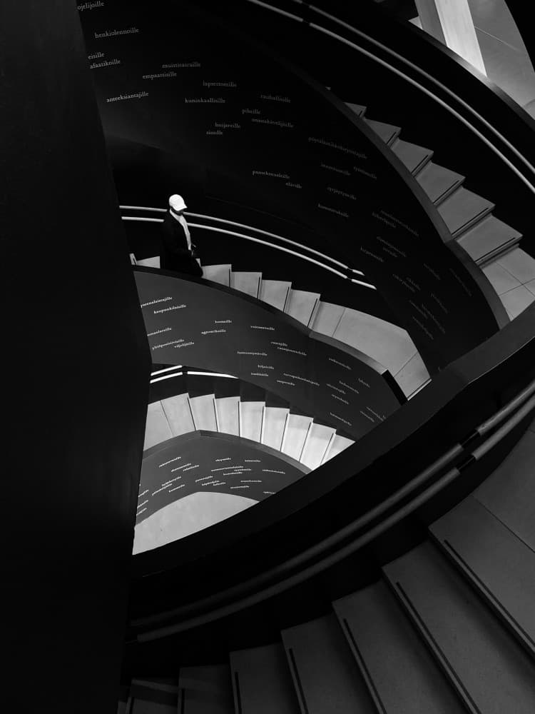 Lone Figure Spiral Stairs by Fernando Coelho — canvas wall art