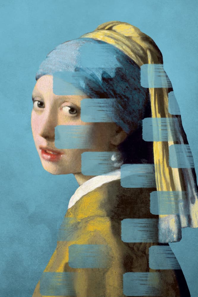 Abstract Blue Portrait by Marja van den Hurk — canvas wall art