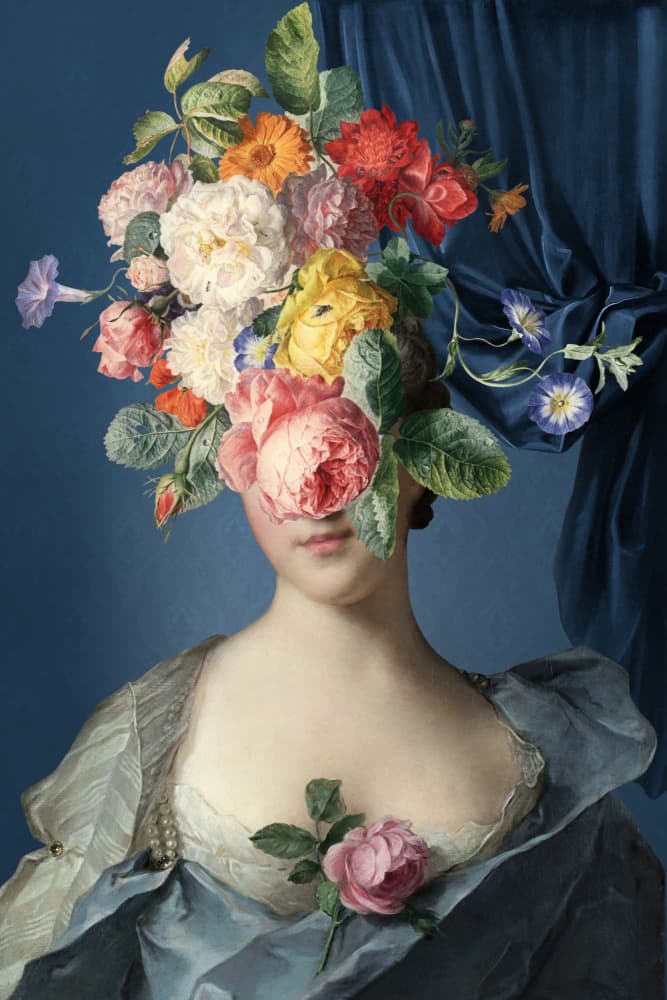 Elegant Floral Portrait by Marja van den Hurk — canvas wall art