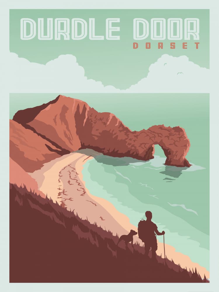 Durdle Door Coastal Hike by Retrodrome — canvas wall art