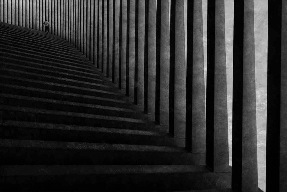 Solitary Staircase Climb by Ekkachai Khemkum — canvas wall art