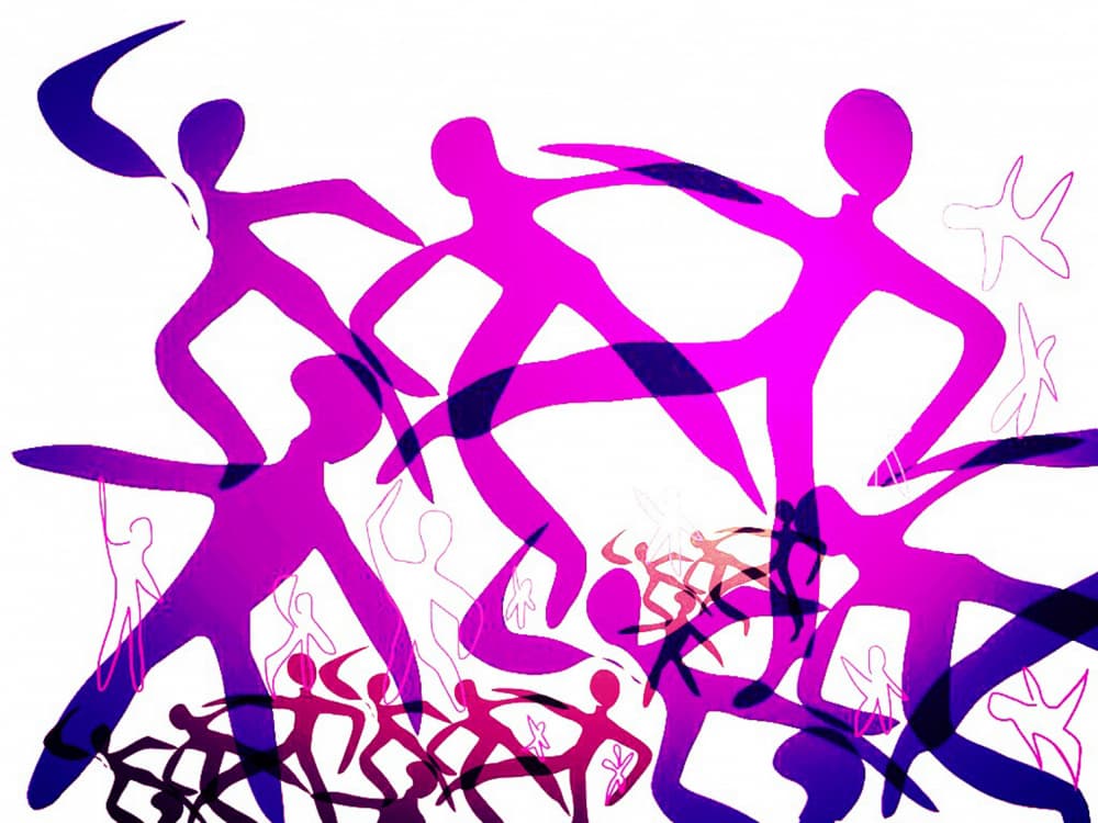Vibrant Dancing Figures by Jocelyn Wortley — canvas wall art