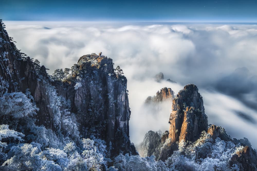 Snowy Peaks Above Clouds by Yuan Cui — canvas wall art