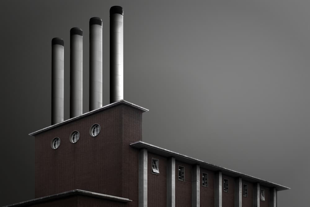Four Industrial Chimneys by Rolf Endermann — canvas wall art