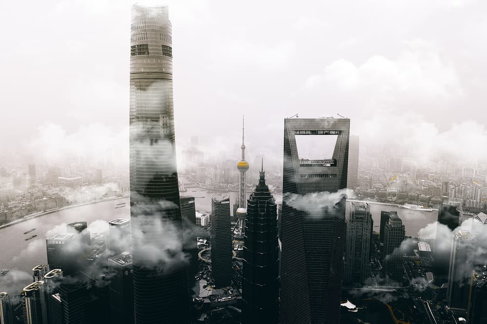 Misty Shanghai Skyline by Carmine Chiriacò — canvas wall art