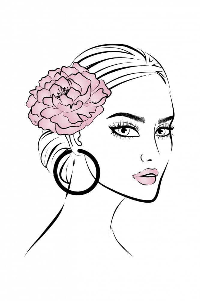 Elegant Woman Pink Bloom by Martina — canvas wall art