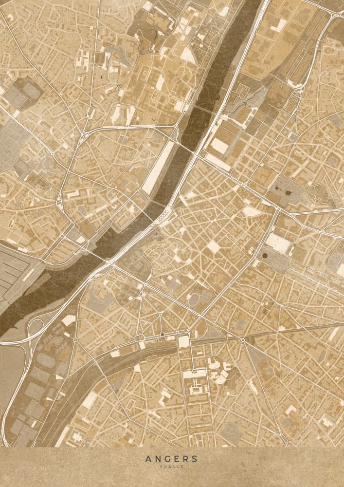 Angers France City Map by Rosana Laiz Blursbyai — canvas wall art