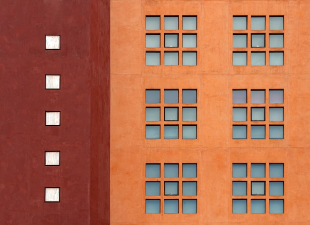 Terracotta Grid Windows by Hans-Wolfgang Hawerkamp — canvas wall art