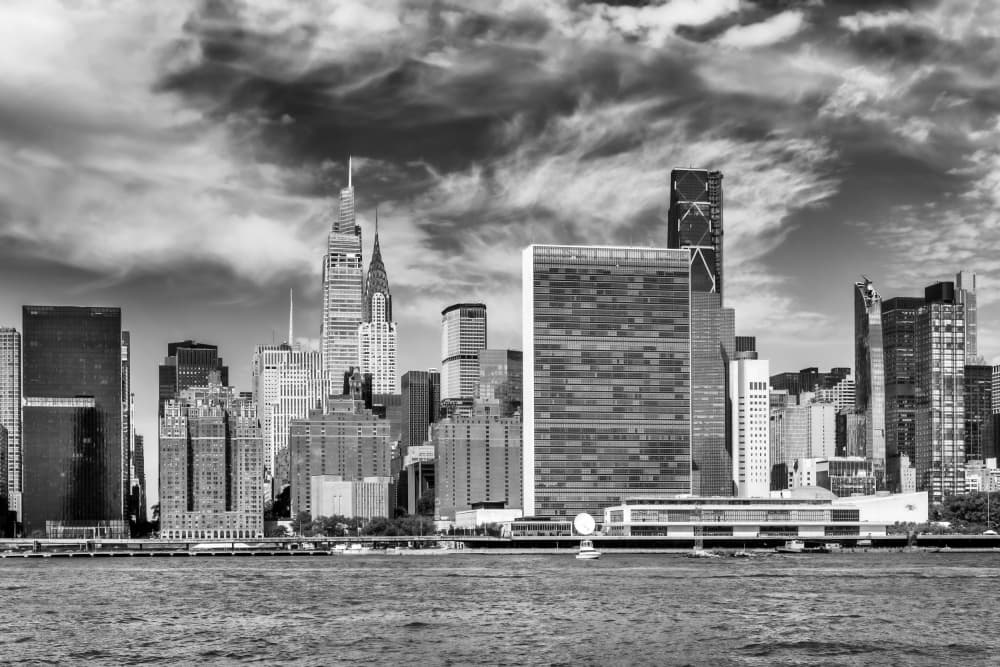 Dramatic New York Skyline by Melanie Viola — canvas wall art