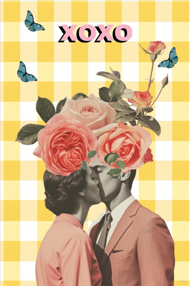 Floral Kissing Couple by Sue Skellern — canvas wall art
