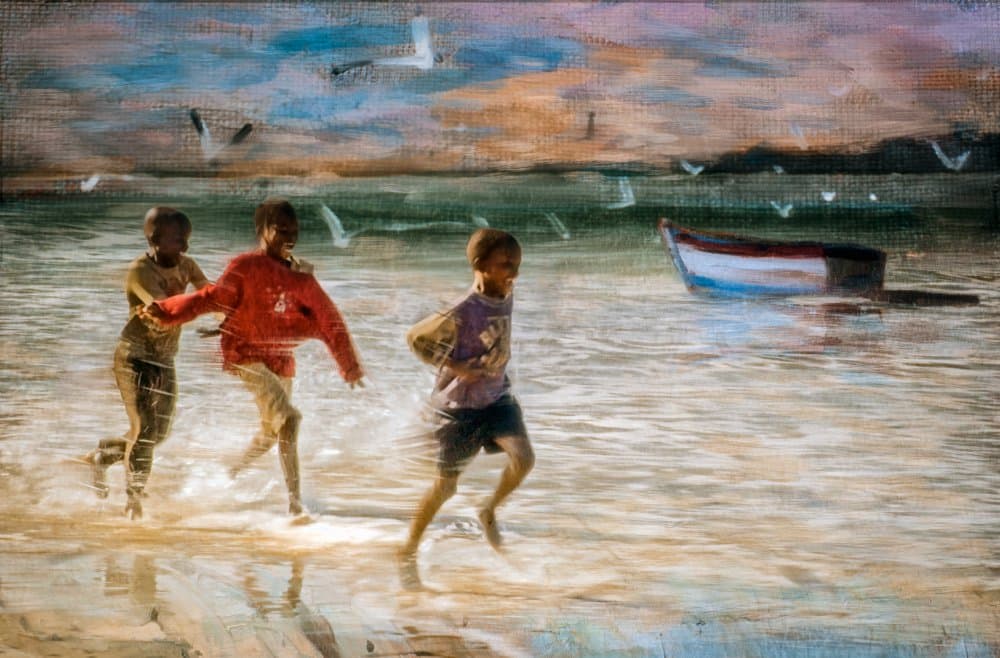 Playing in the water by Charlaine Gerber — canvas wall art