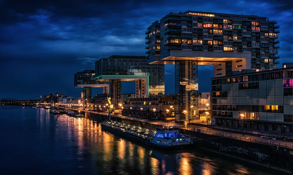 Cologne Night Reflections by Hans Günther — canvas wall art
