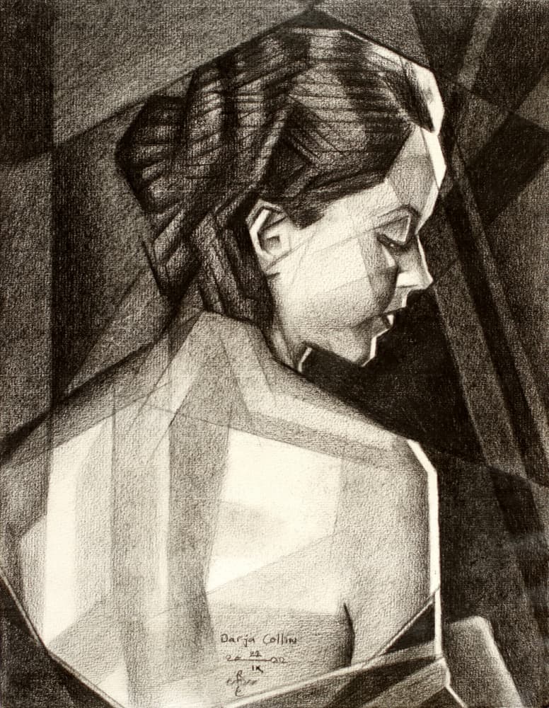 Contemplative Geometric Portrait by Corné Akkers — canvas wall art