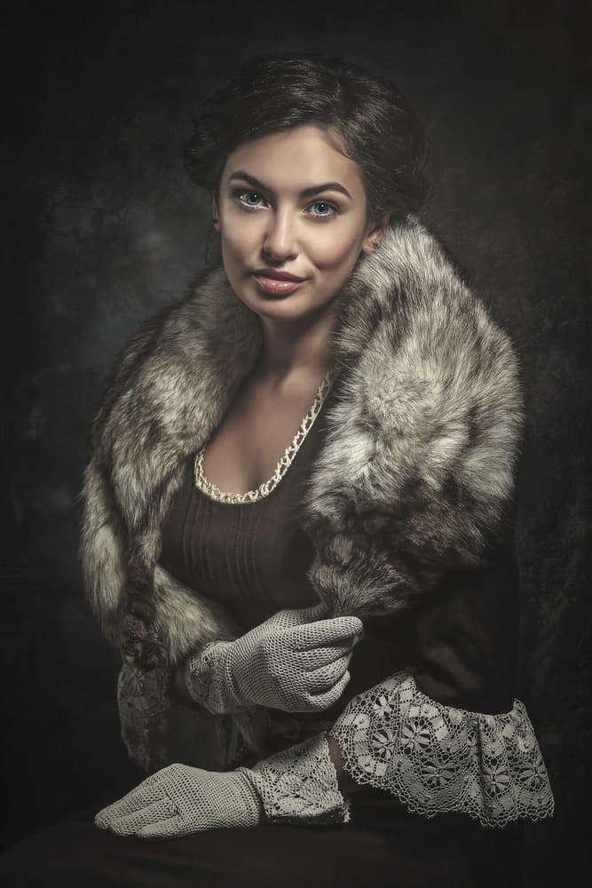 Elegant Woman in Fur by Carola Kayen-Mouthaan — canvas wall art