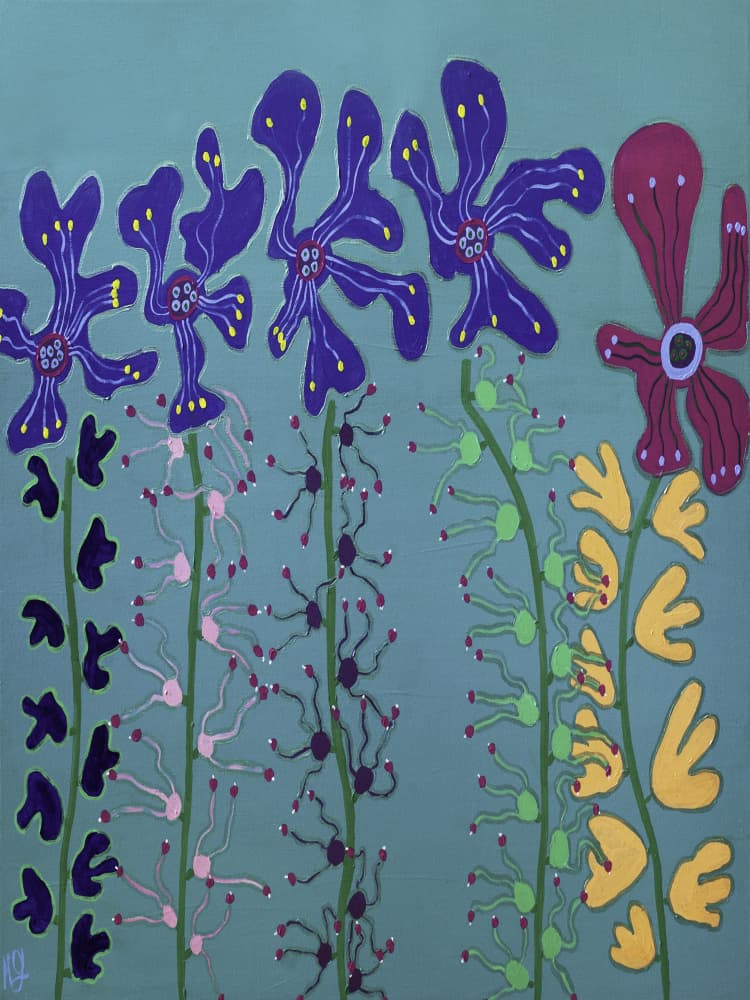 Vibrant Abstract Flowers by Helen Joynson — canvas wall art