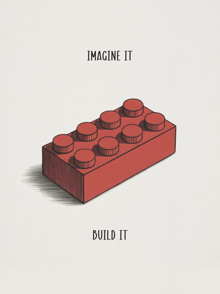 Imagine Build Red Block by Andreas Magnusson — canvas wall art