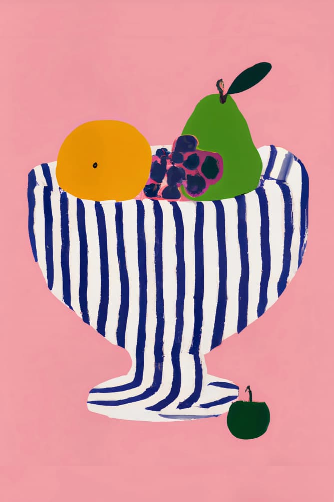 Striped Fruit Bowl by Merel Takken — canvas wall art