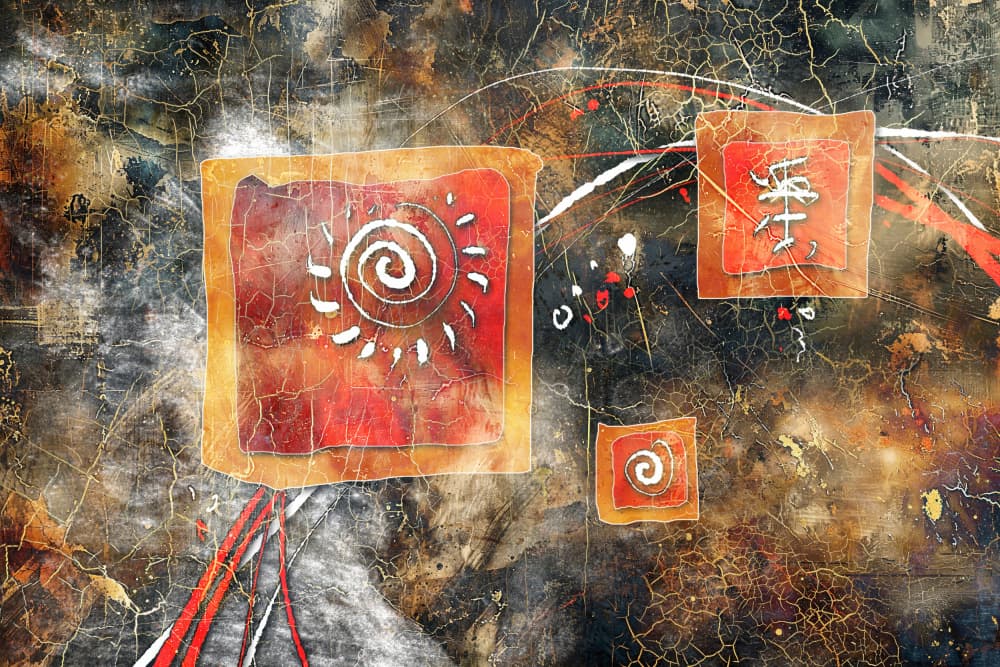 Textured Sun Symbols by Rafal Kulik — canvas wall art